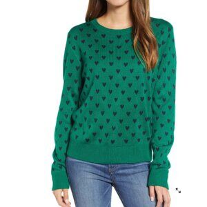 & Layered Green and Blue Heart Sweatshirt with Button Back Detail